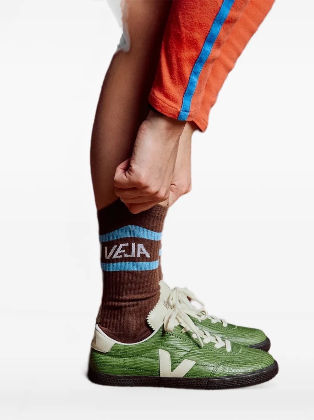 VEJA Panenka sneakers met hagedissen-effect Groen