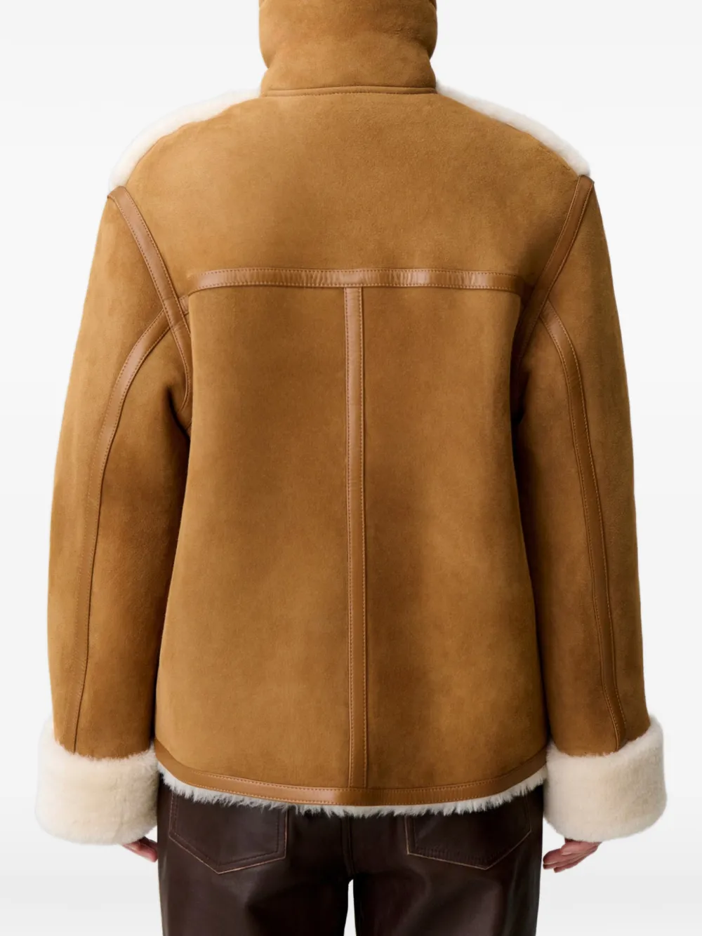 Claudie Pierlot Jas met lammy afwerking en knopen Bruin