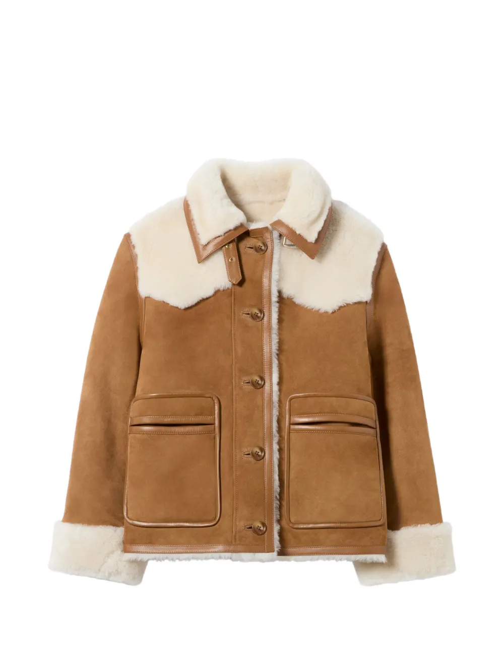 Claudie Pierlot Mantel mit Shearling-Besatz - Braun