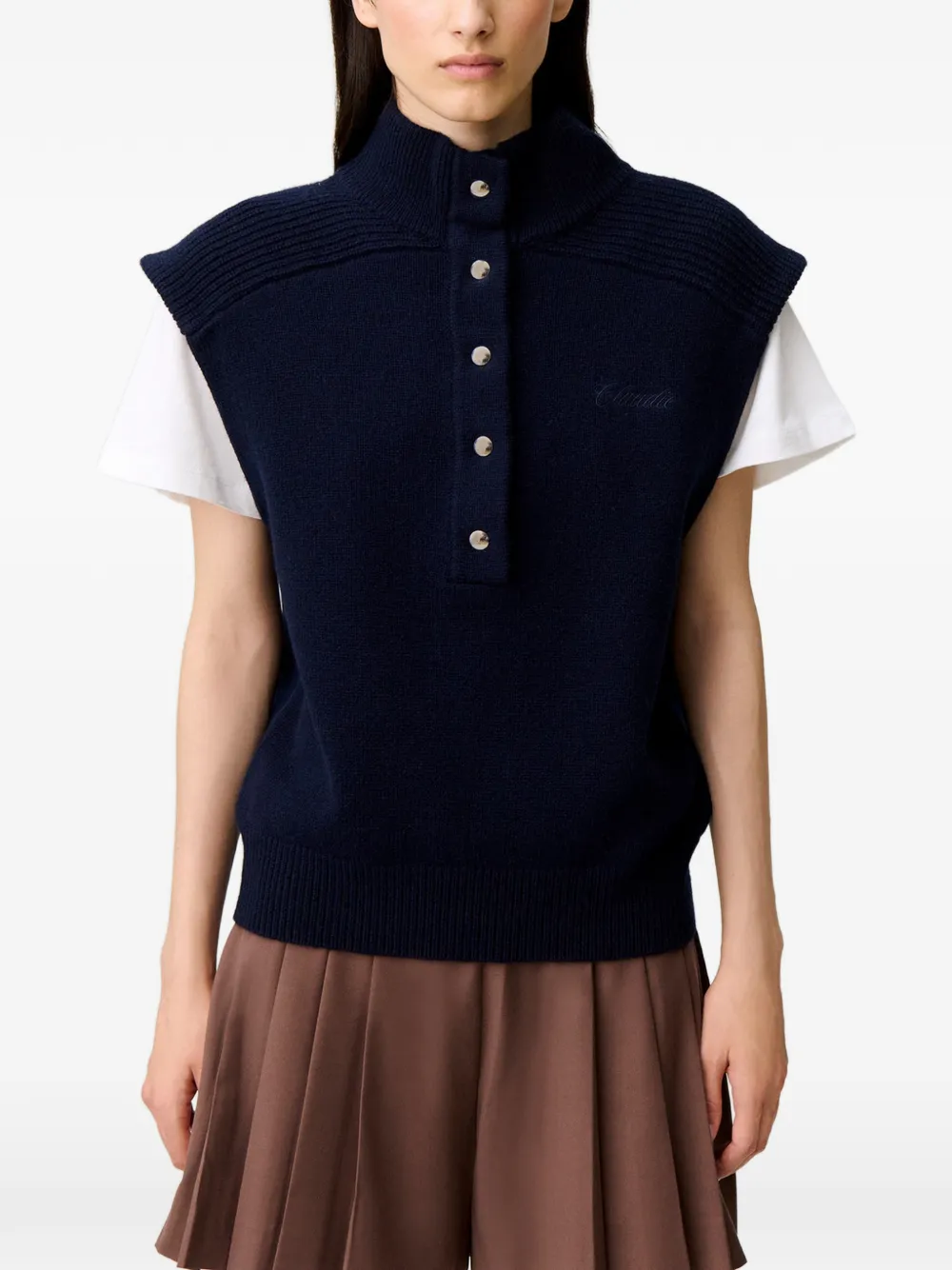 Claudie Pierlot sleeveless wool jumper Blauw