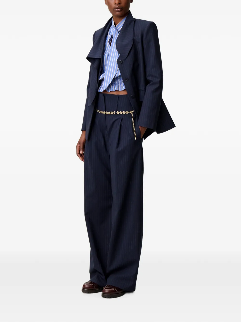 Claudie Pierlot Broek met krijtstreep Blauw