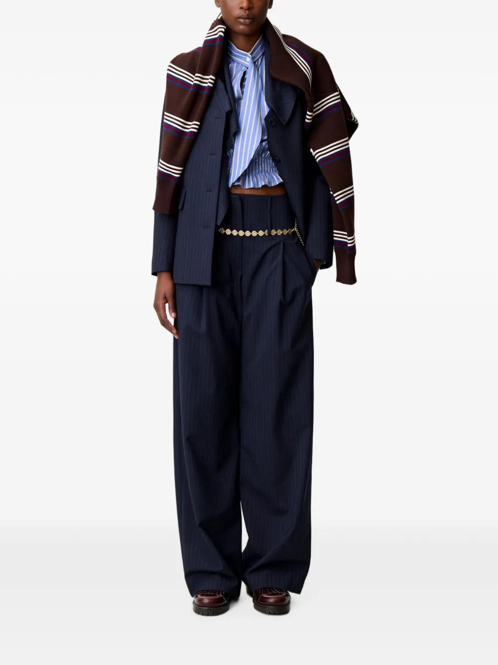 Claudie Pierlot Broek met krijtstreep Blauw