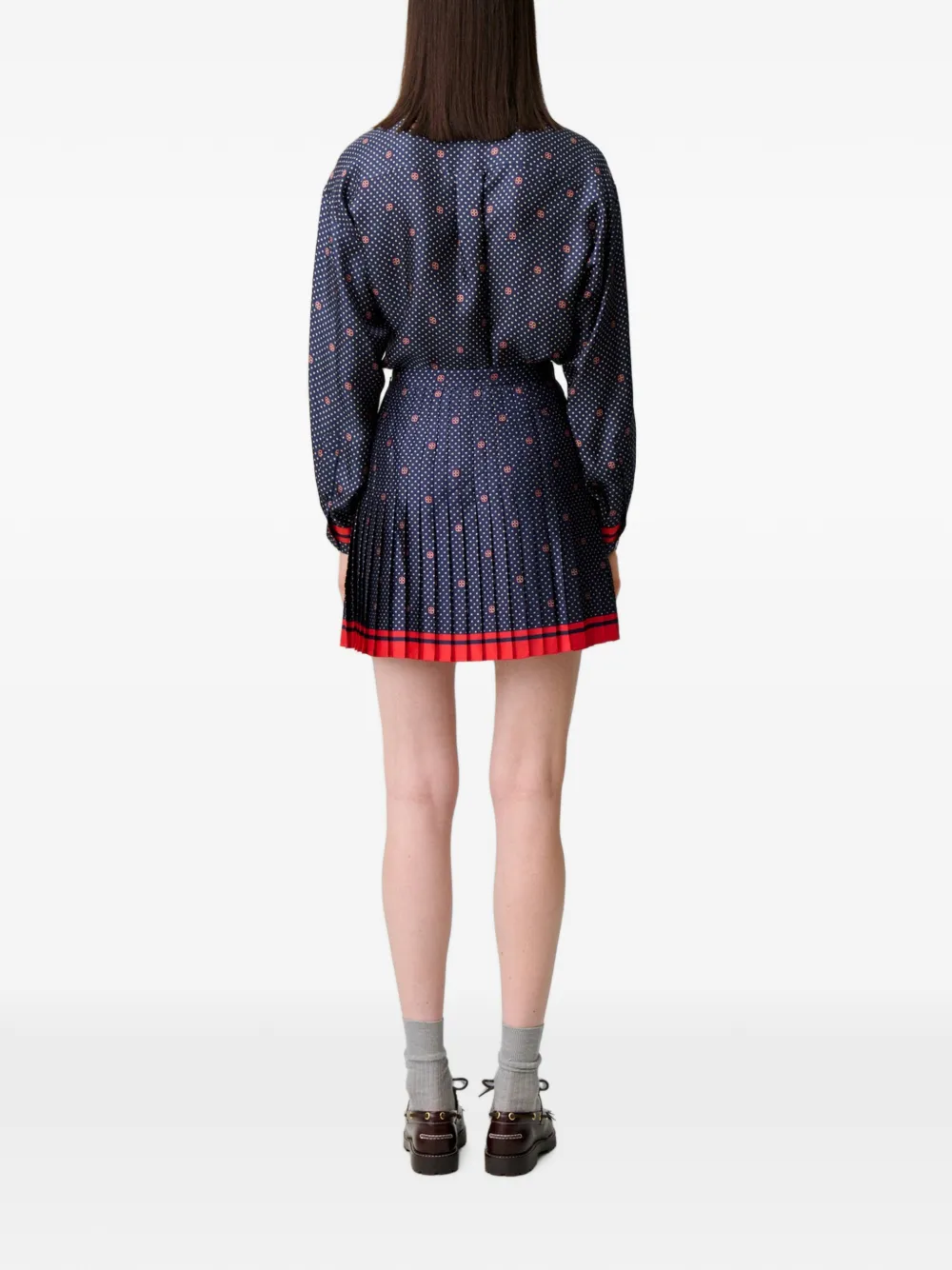 Claudie Pierlot Mini-rok met plooien en sjaal-patroon Blauw