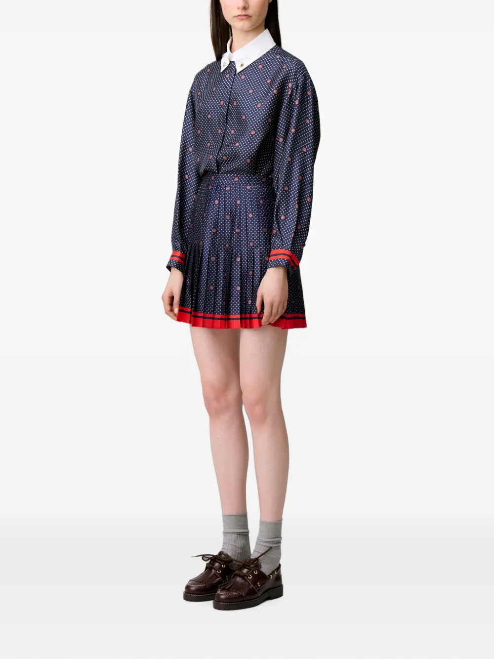 Claudie Pierlot Mini-rok met plooien en sjaal-patroon Blauw