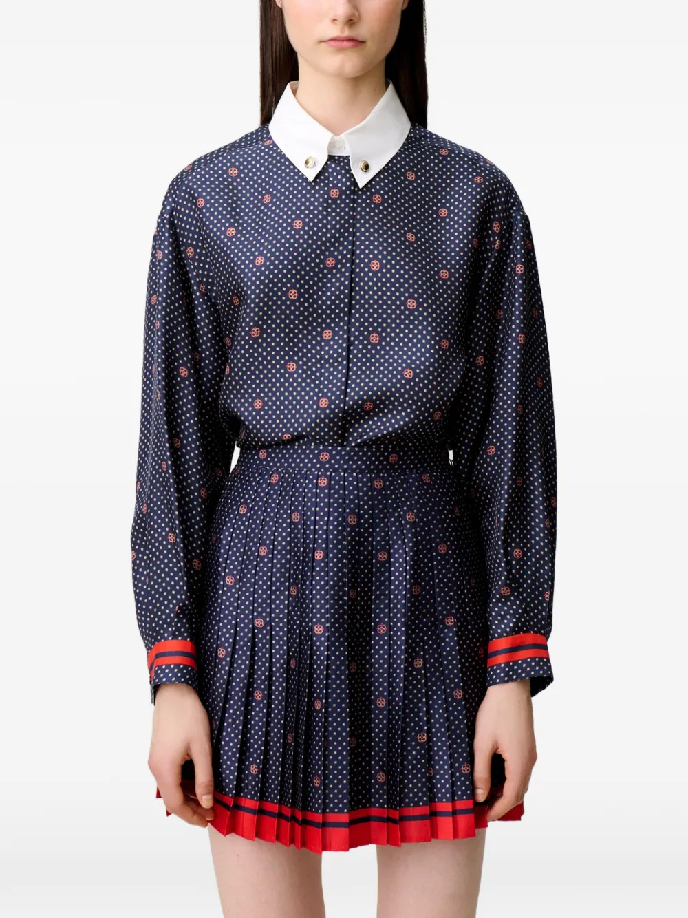 Claudie Pierlot Mini-rok met plooien en sjaal-patroon Blauw
