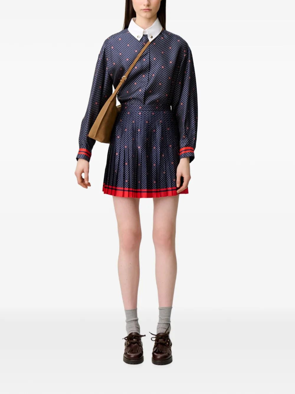 Claudie Pierlot Mini-rok met plooien en sjaal-patroon Blauw