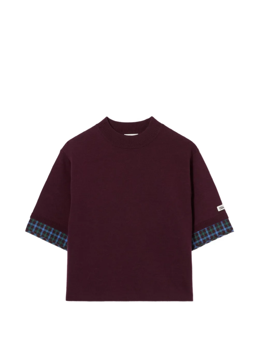 Claudie Pierlot Kurzärmeliger Pullover mit Schottenkaro - Rot