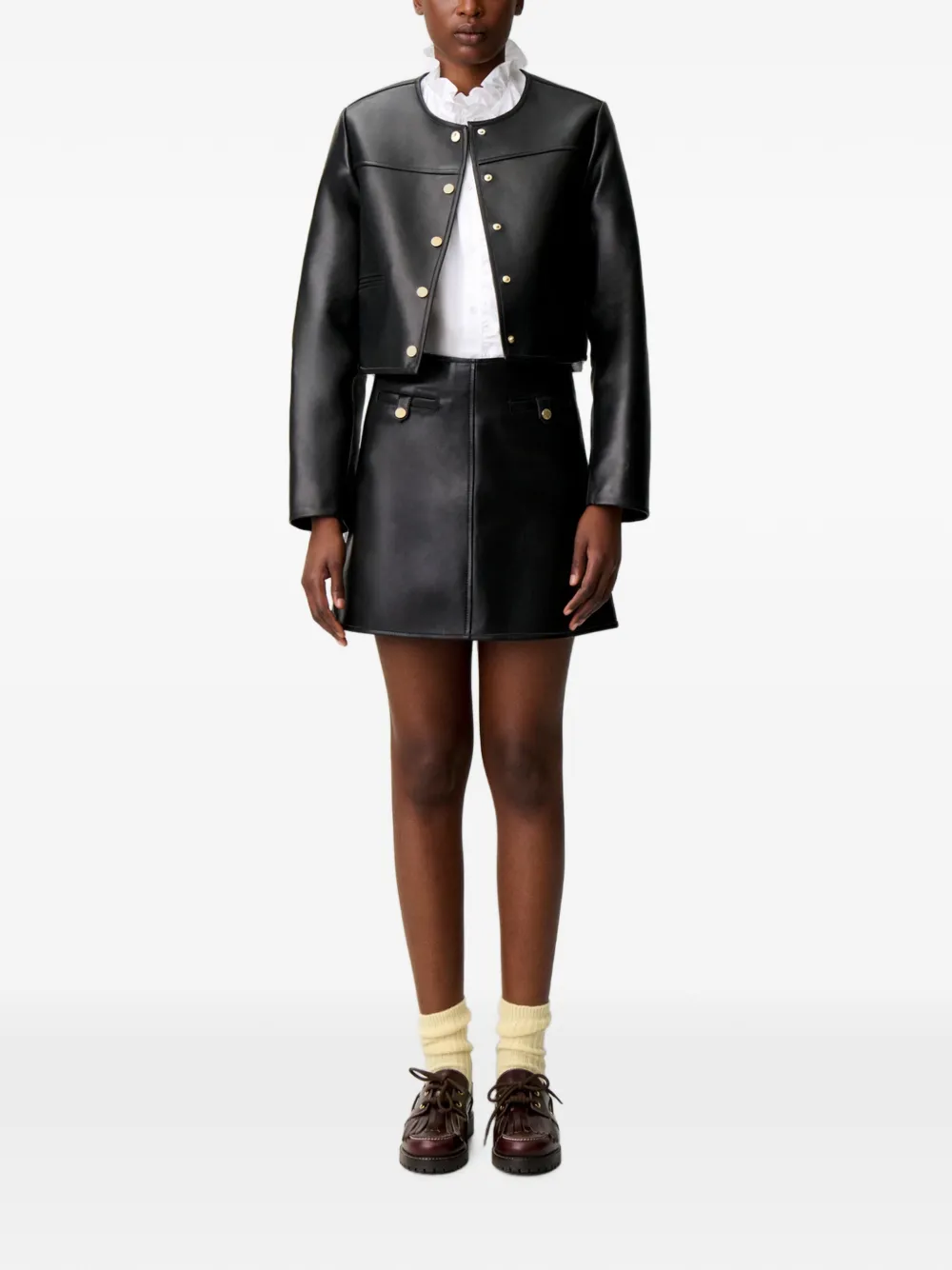 Claudie Pierlot Leren mini-rok Zwart