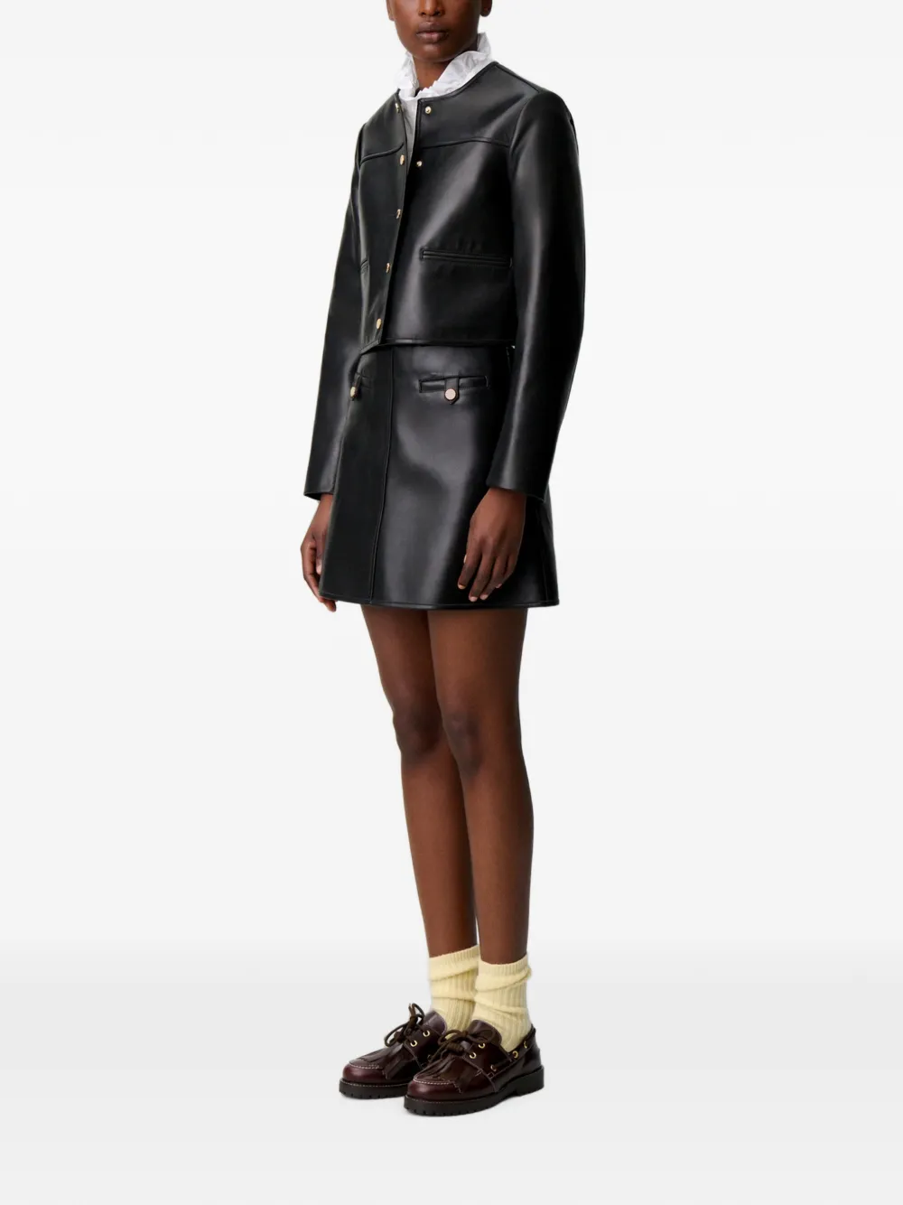 Claudie Pierlot Leren mini-rok Zwart
