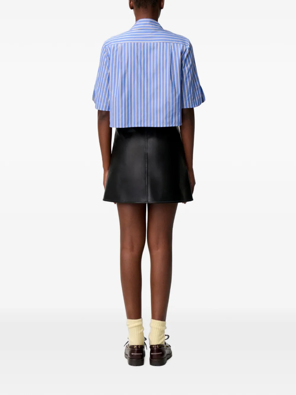 Claudie Pierlot Gestreepte shirt met gestrikte hals Blauw
