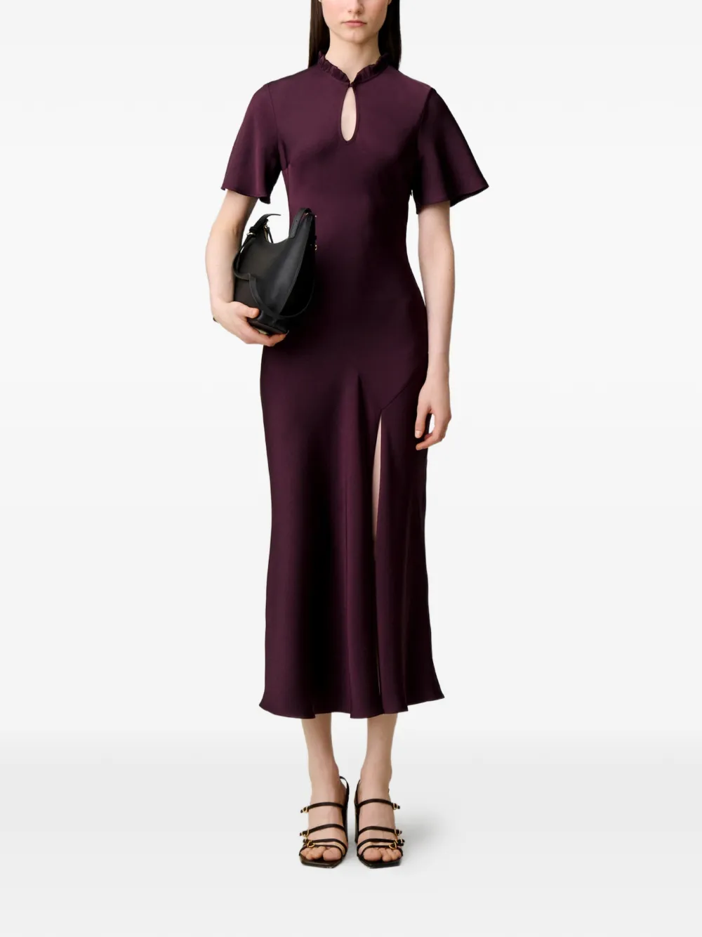 Claudie Pierlot Flowy jurk met Victoriaanse kraag Rood