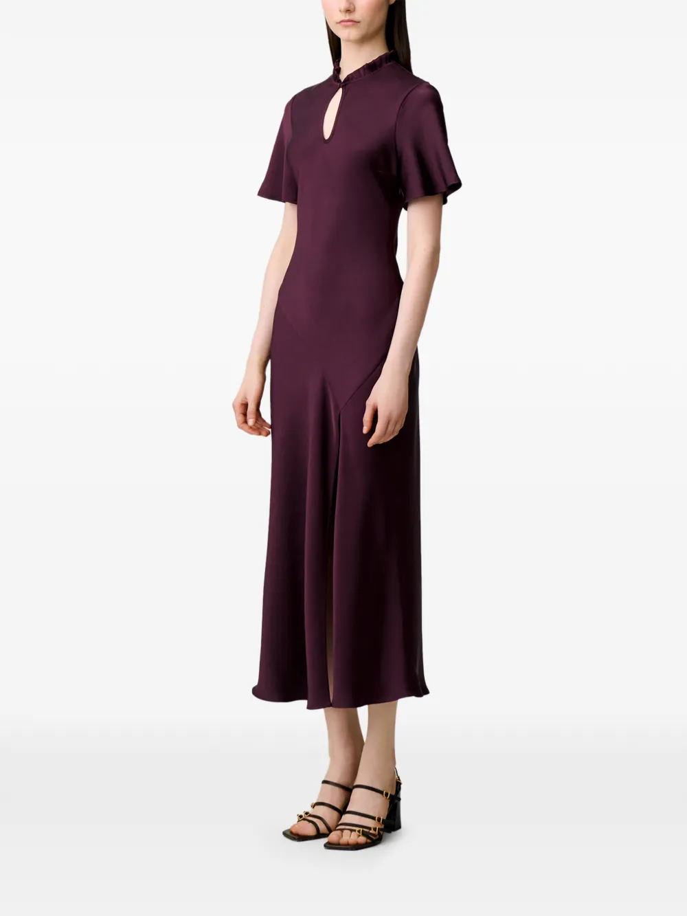 Claudie Pierlot Flowy jurk met Victoriaanse kraag Rood