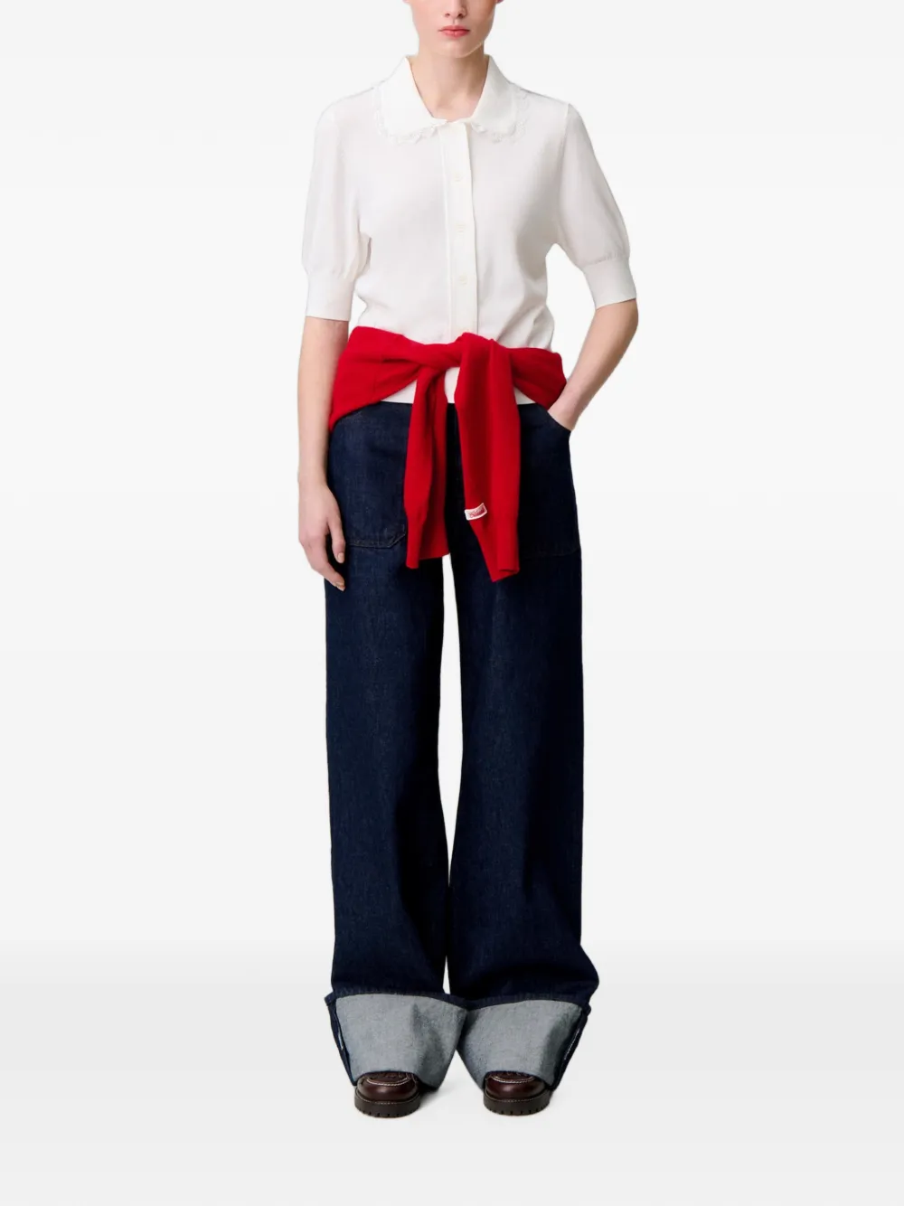 Claudie Pierlot Gebreid vest met kant Beige