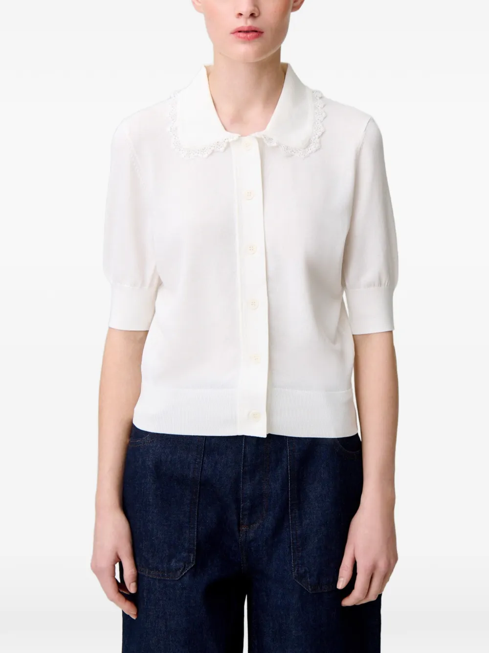 Claudie Pierlot Gebreid vest met kant Beige