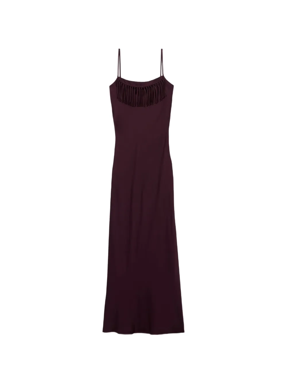 Claudie Pierlot fringe-detail spaghetti-strap dress - Purple