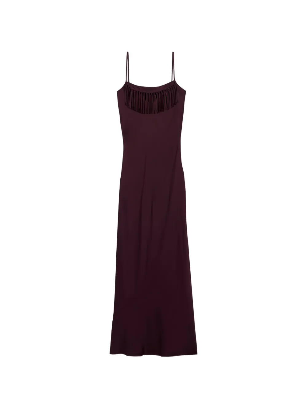 Claudie Pierlot fringe-detail spaghetti-strap dress - Purple