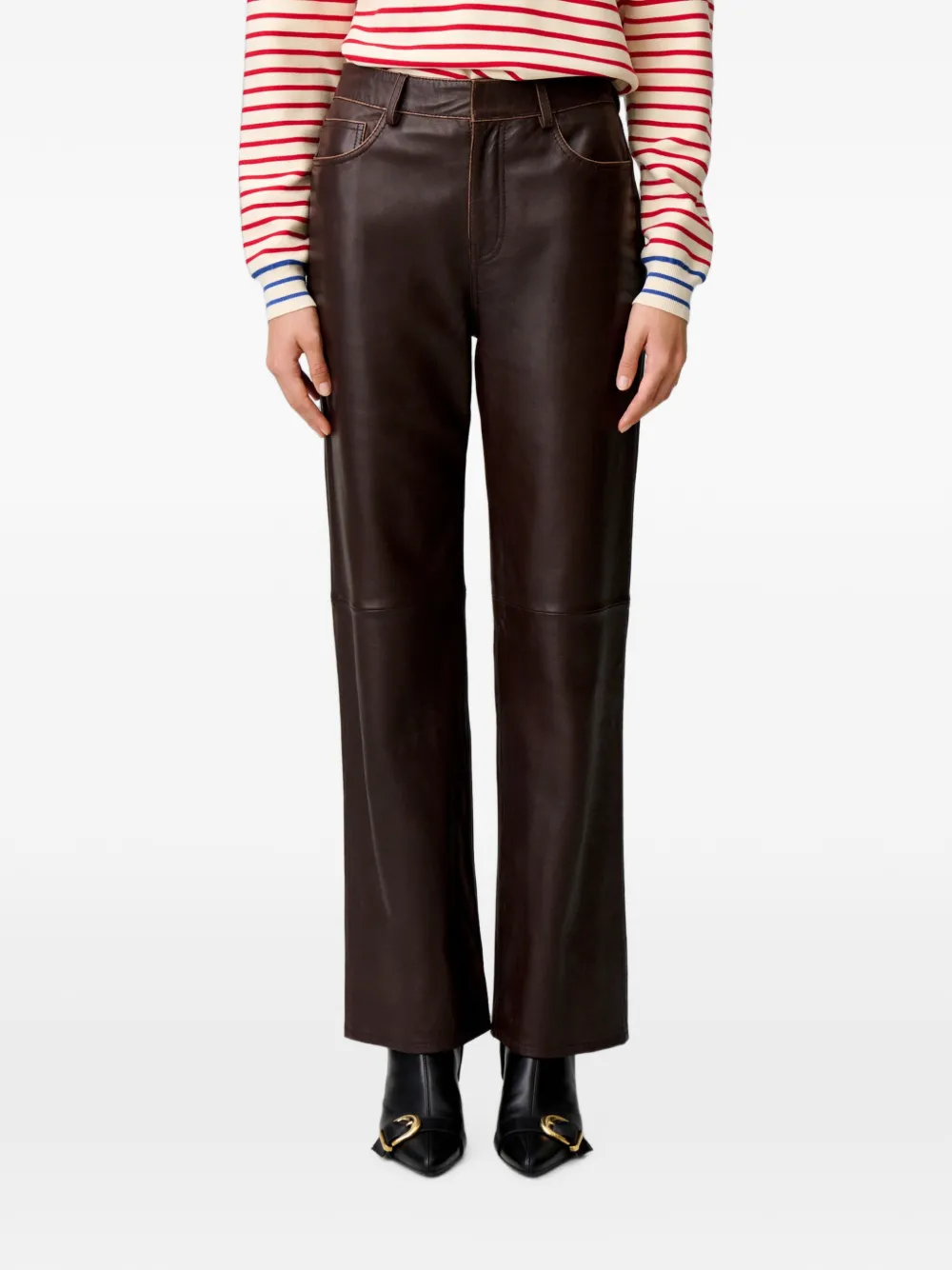 Claudie Pierlot Leren broek Bruin