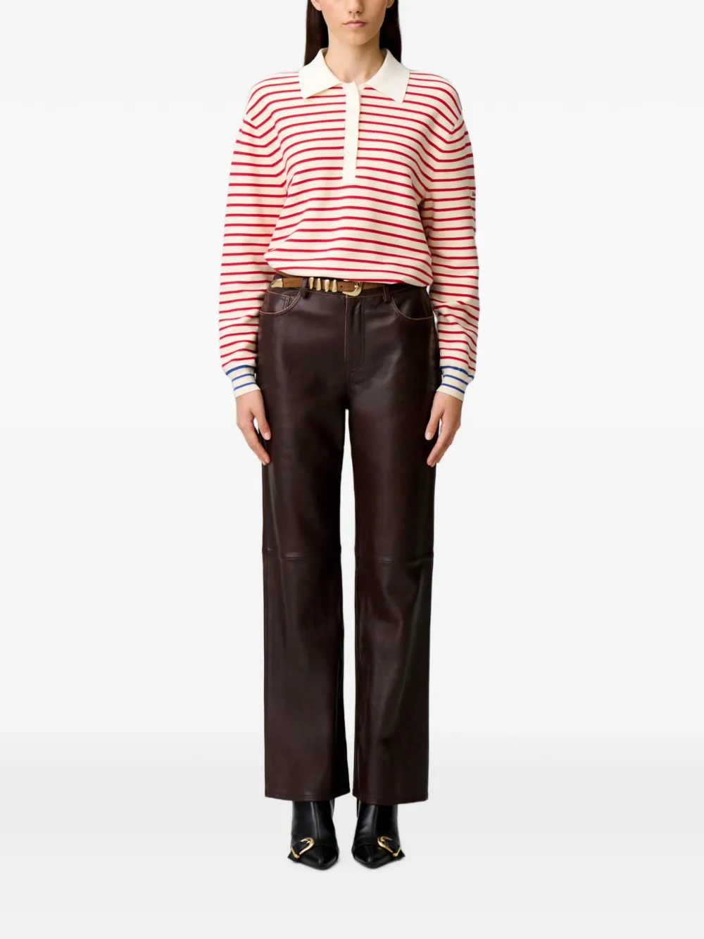 Claudie Pierlot Leren broek Bruin