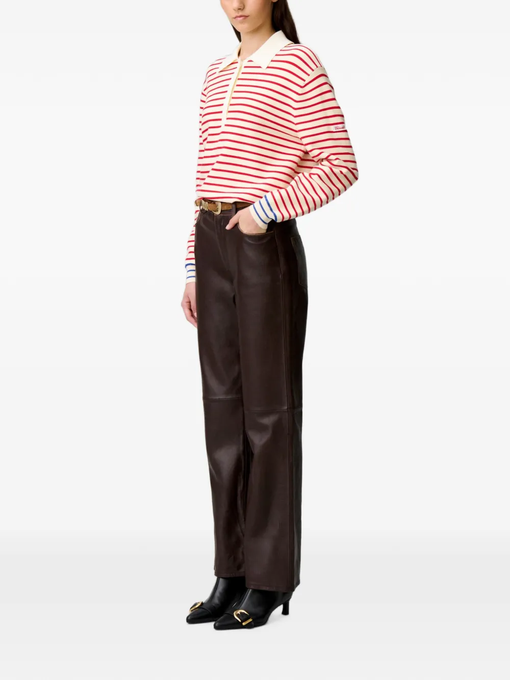 Claudie Pierlot Leren broek Bruin