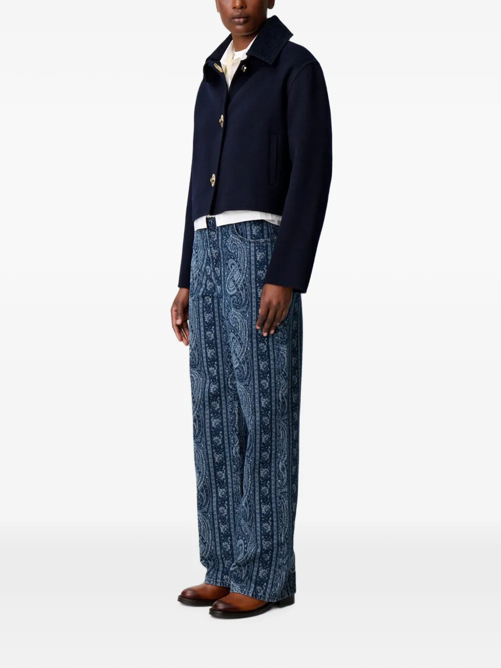 Claudie Pierlot Boxy ribfluwelen jack Blauw