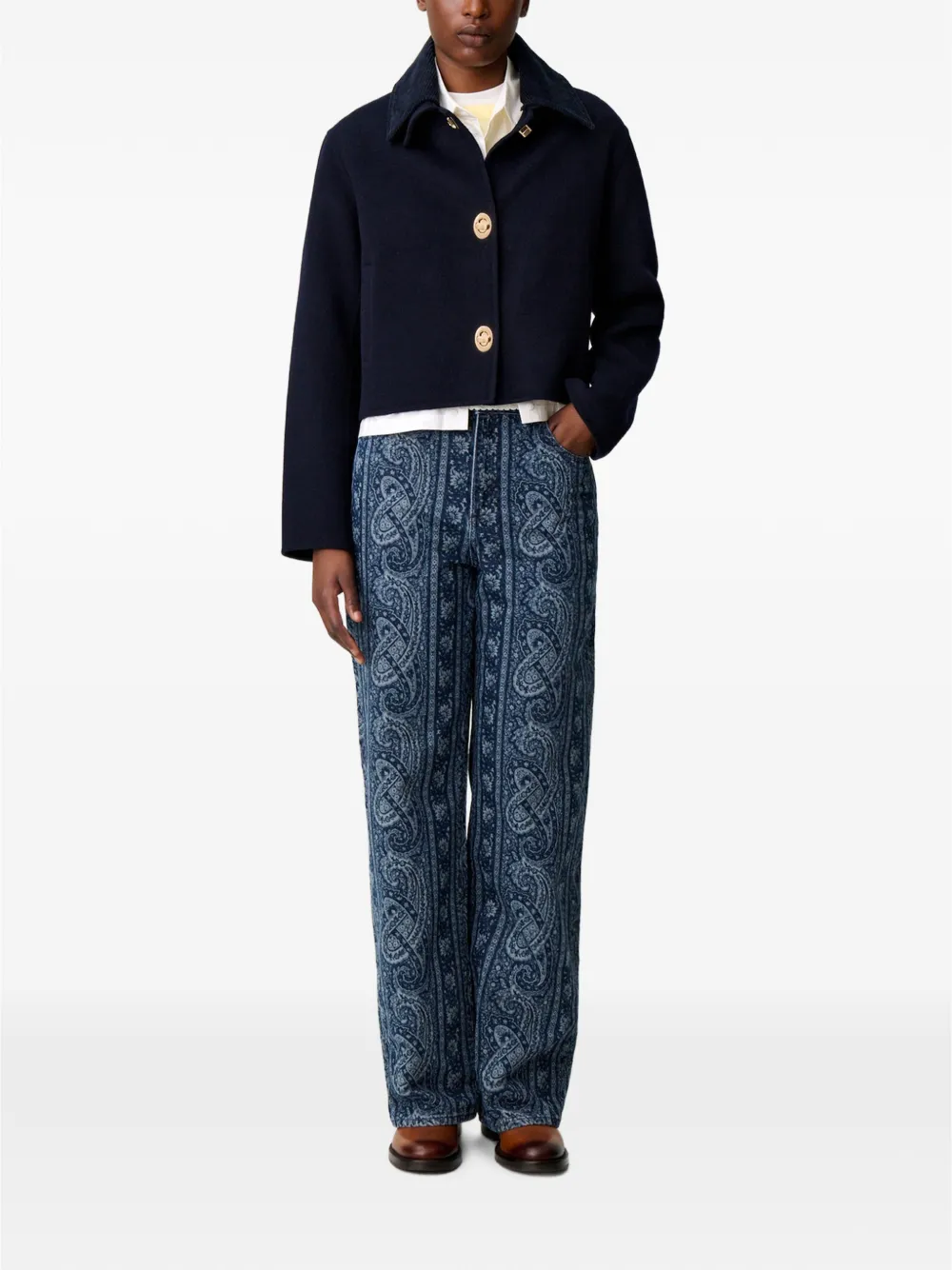 Claudie Pierlot Boxy ribfluwelen jack Blauw