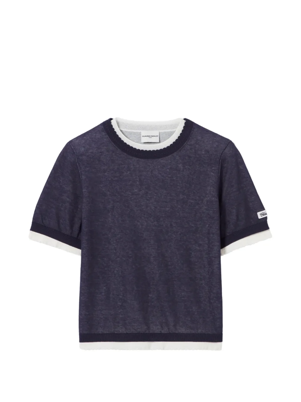 Claudie Pierlot scallop-trim short-sleeve T-shirt - Blu
