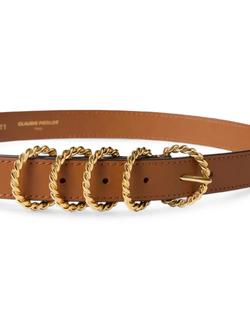 Claudie Pierlot Leren riem met gedraaide gesp Bruin