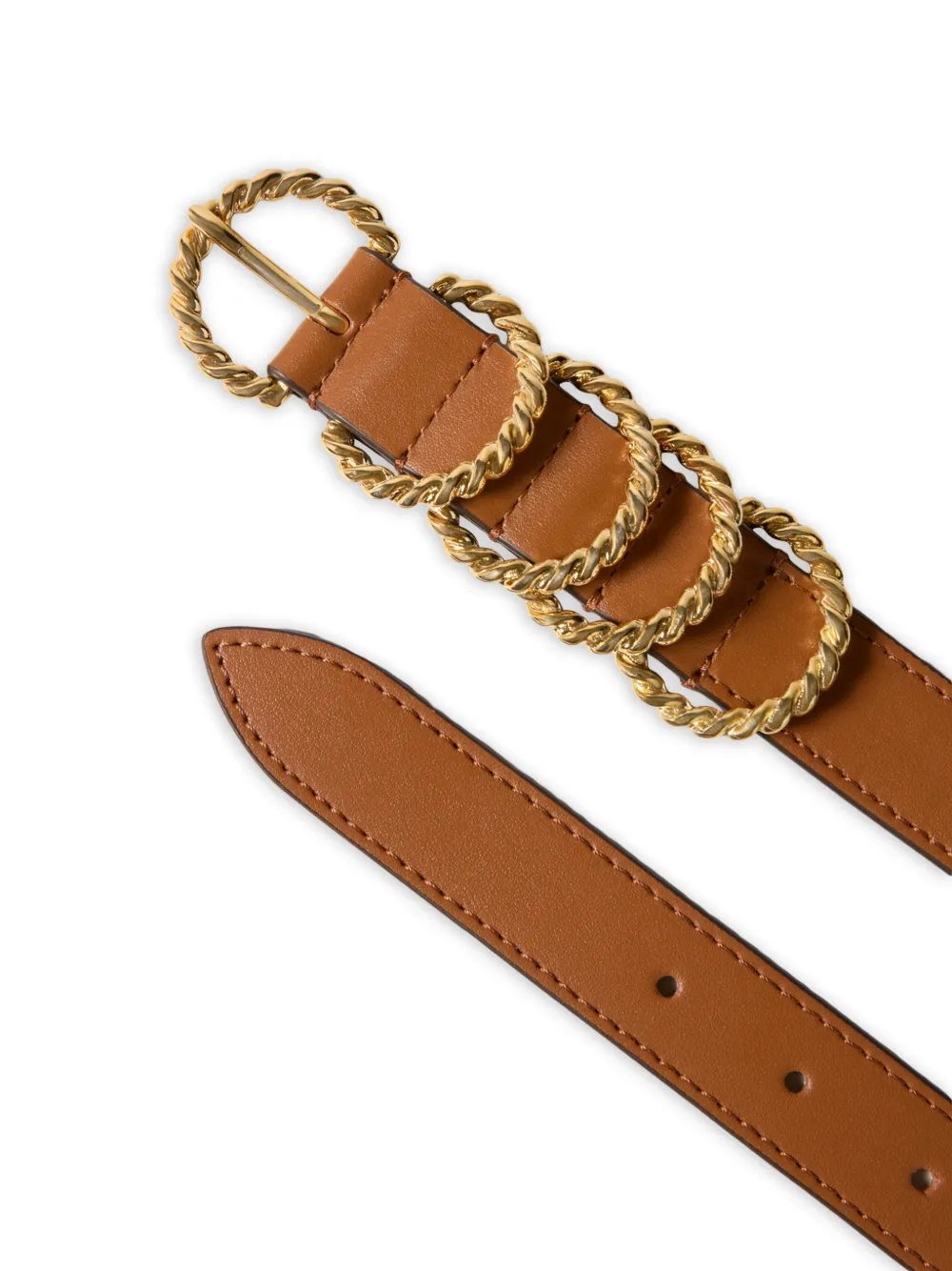 Claudie Pierlot Leren riem met gedraaide gesp Bruin