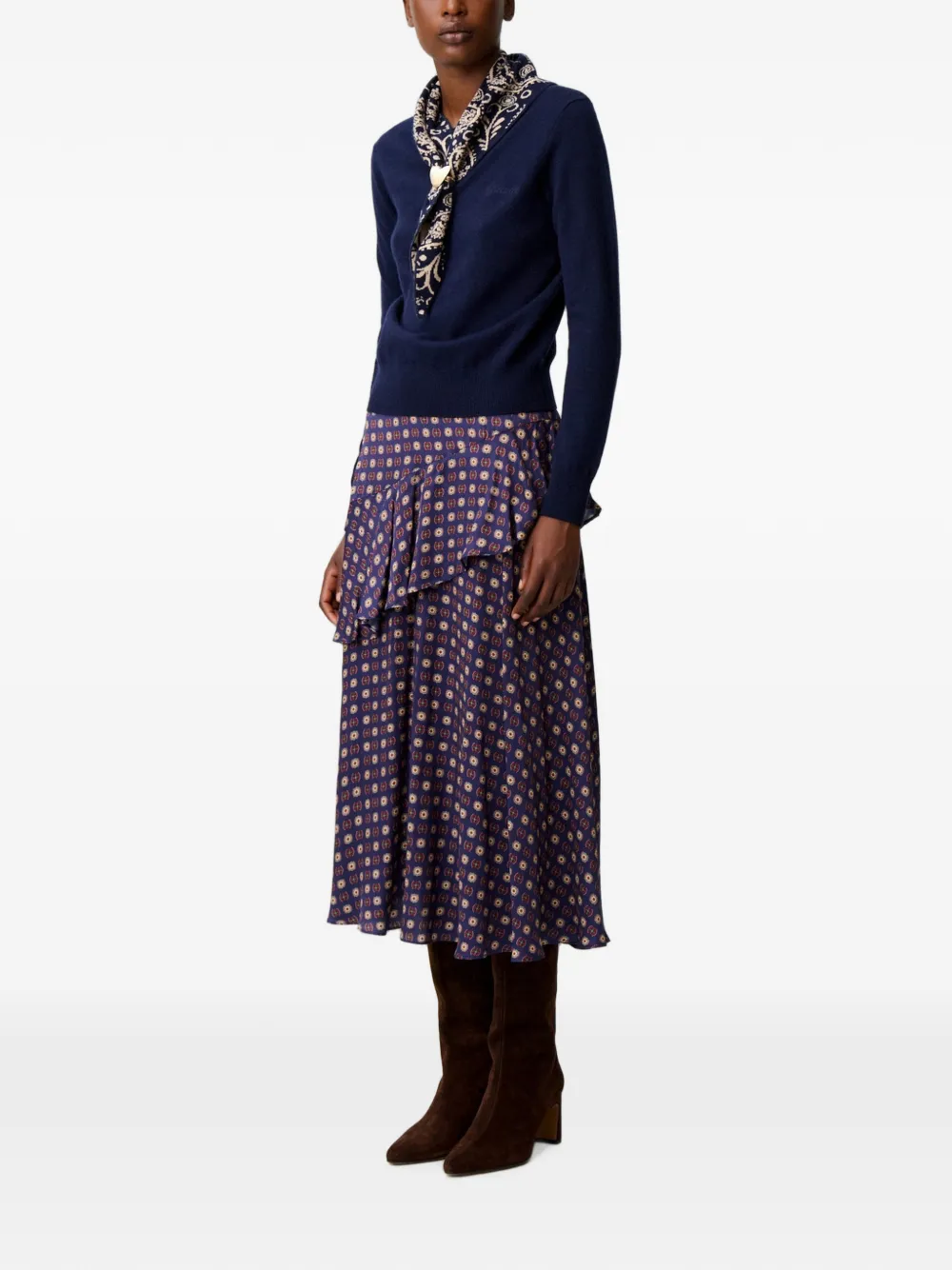 Claudie Pierlot Jewel gebreide trui met gouden hart Blauw