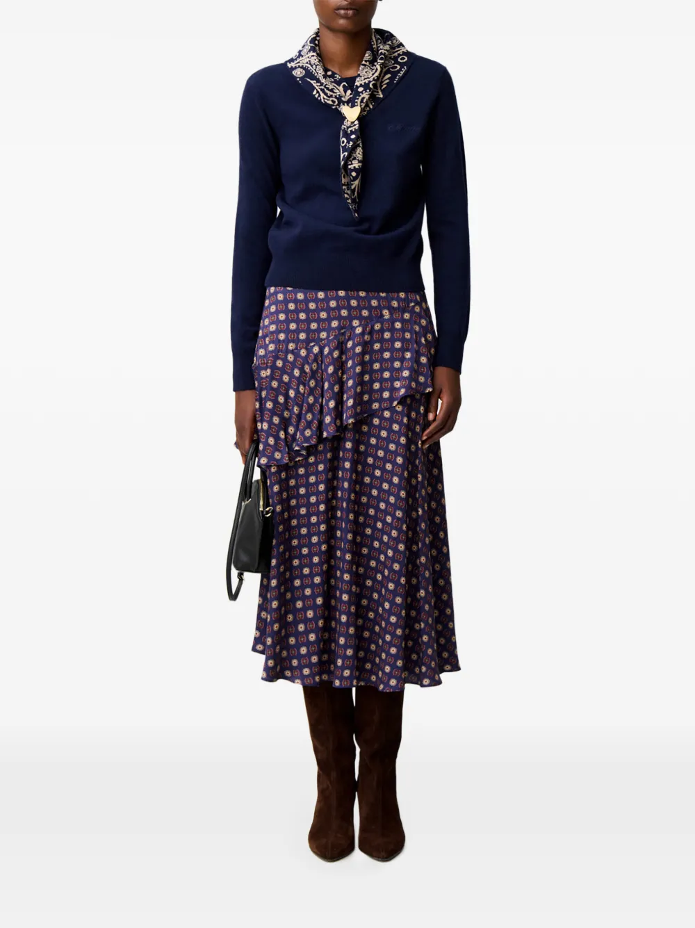 Claudie Pierlot Jewel gebreide trui met gouden hart Blauw
