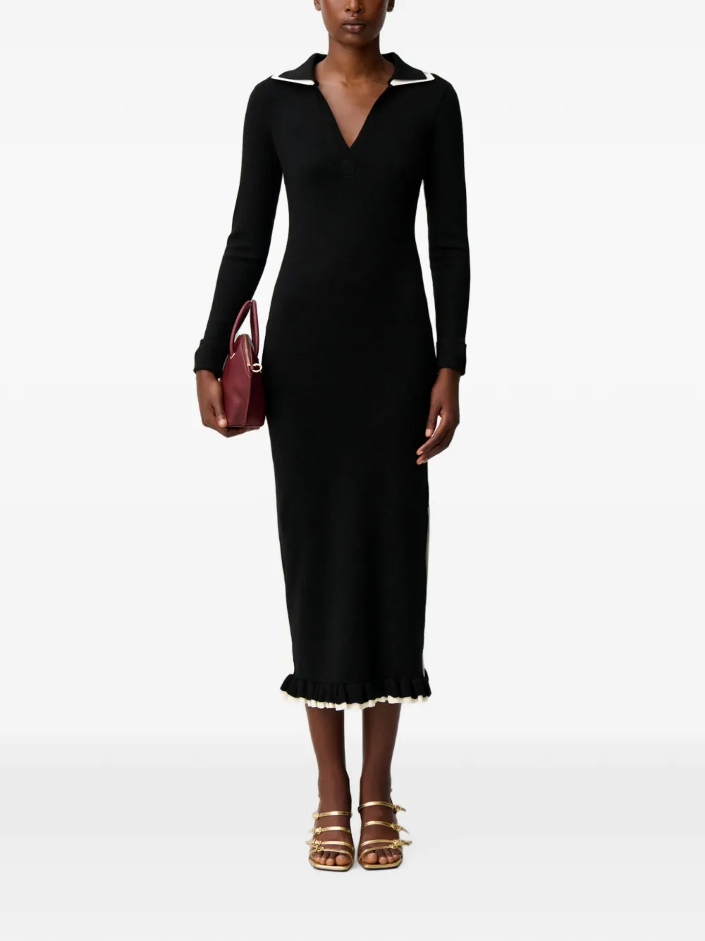 Claudie Pierlot Gebreide maxi-jurk Zwart