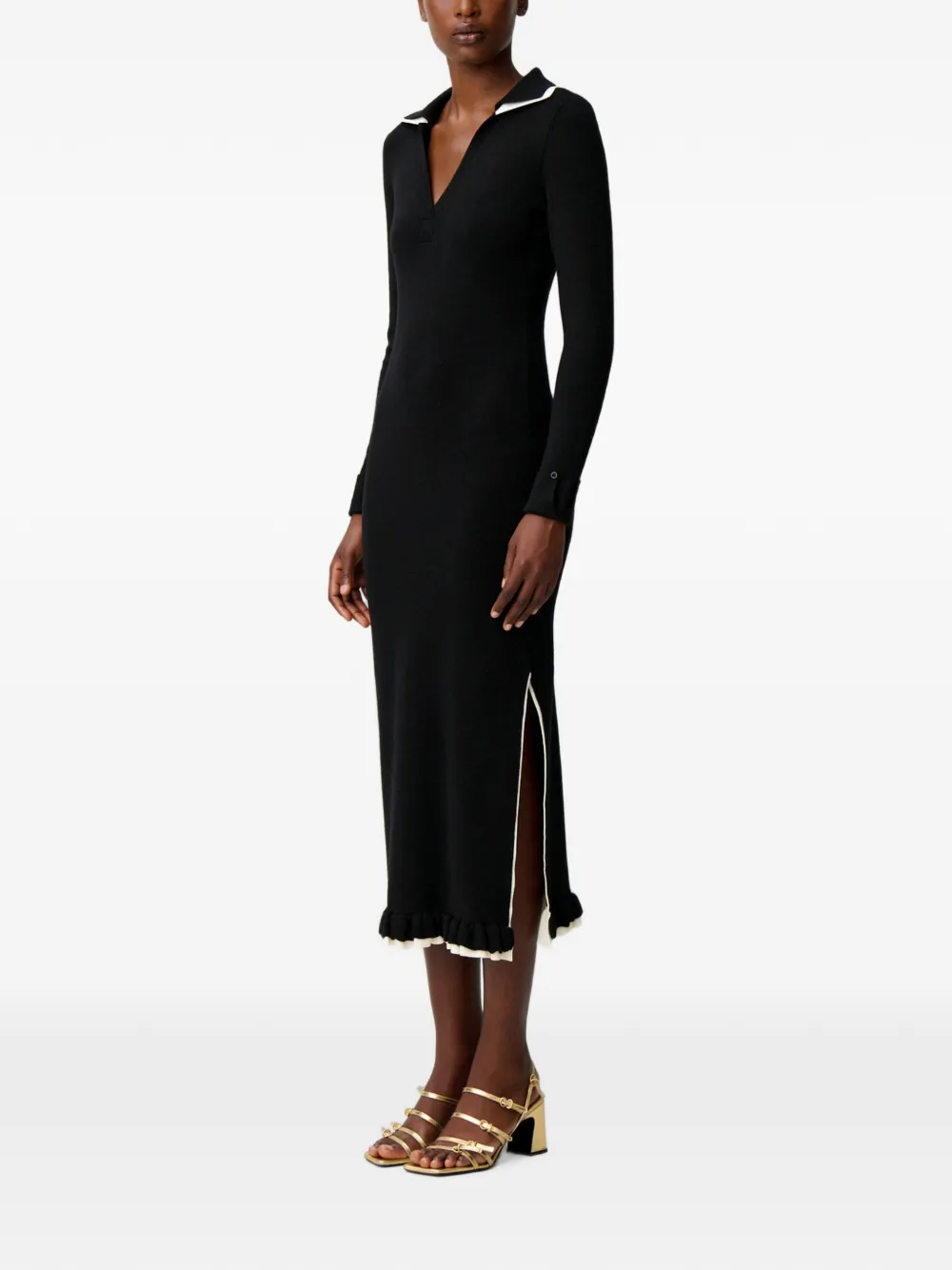 Claudie Pierlot Gebreide maxi-jurk Zwart