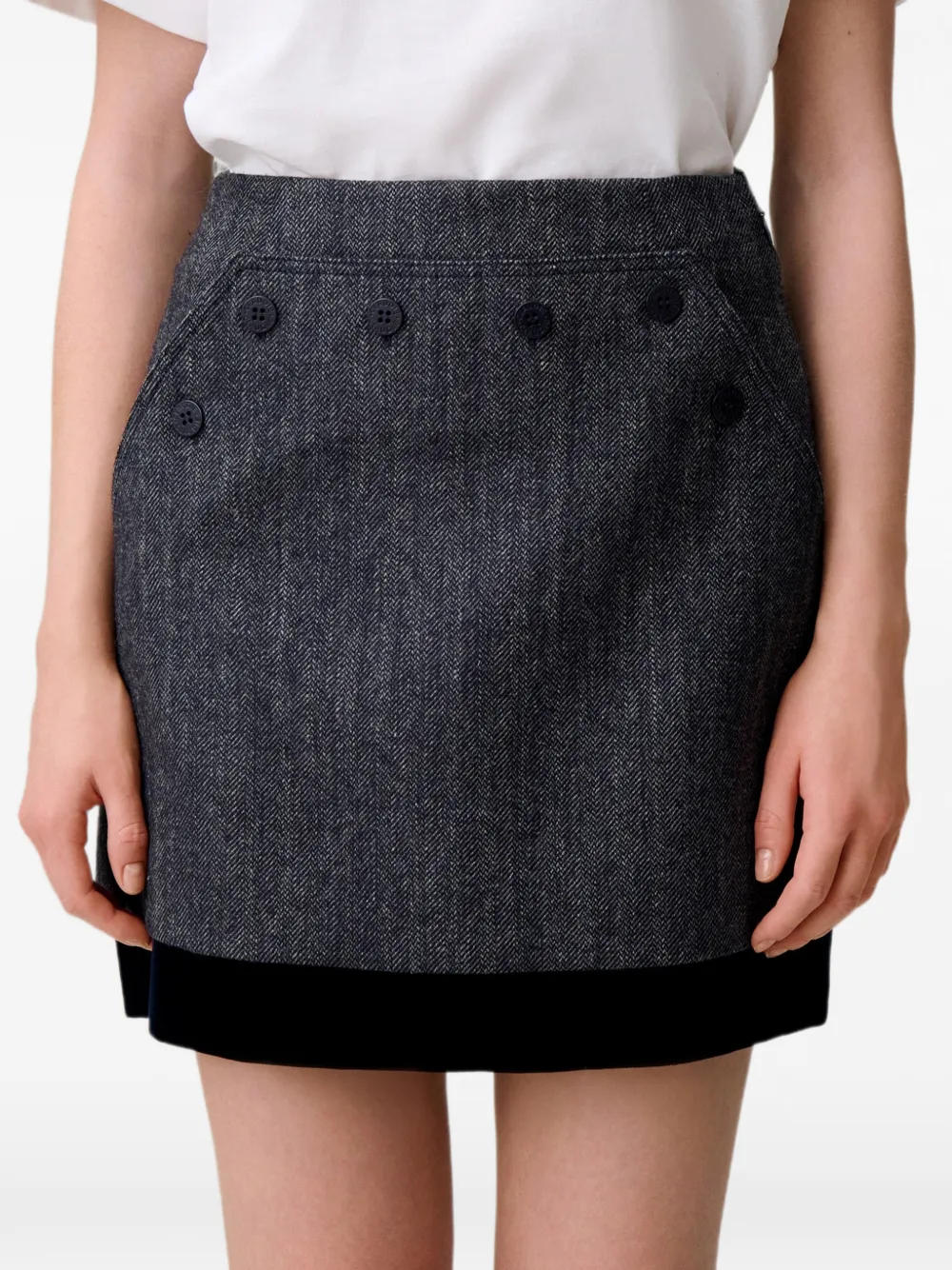 Claudie Pierlot Kokerrok met knoopdetail Blauw