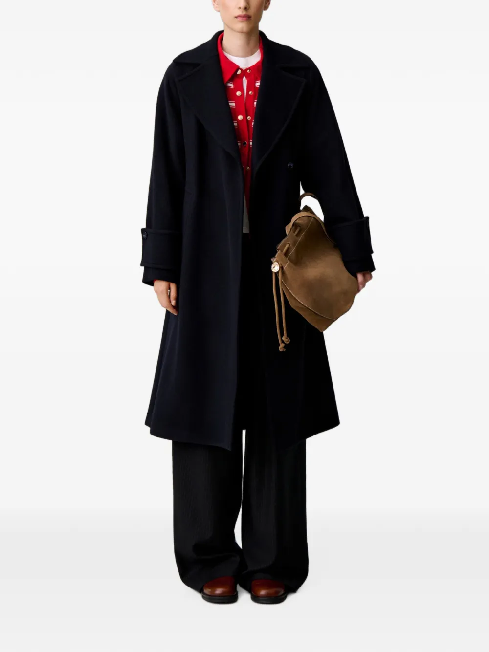 Claudie Pierlot Straight jas met afneembare riem Blauw