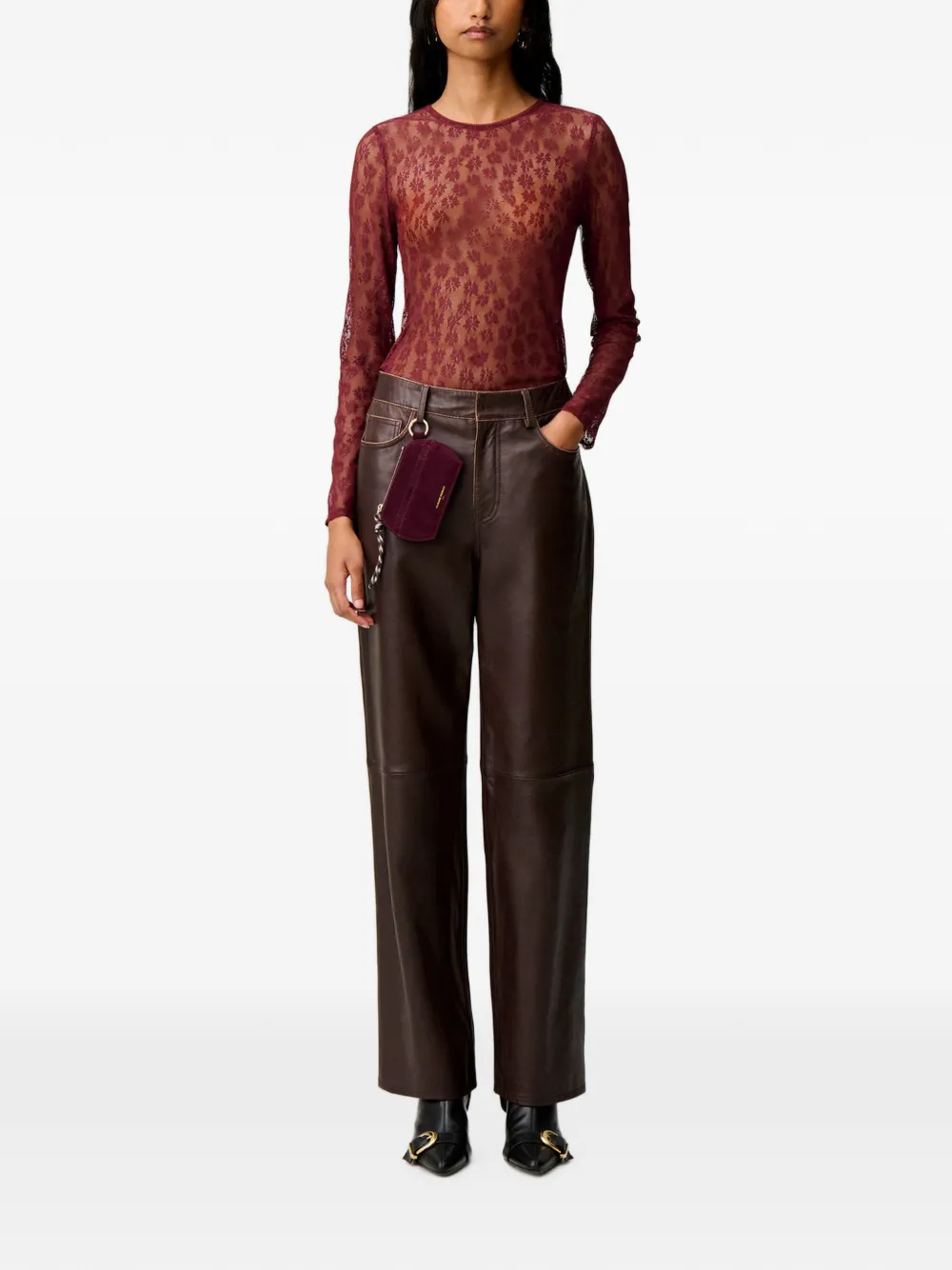 Claudie Pierlot Top met bloemenkant Rood