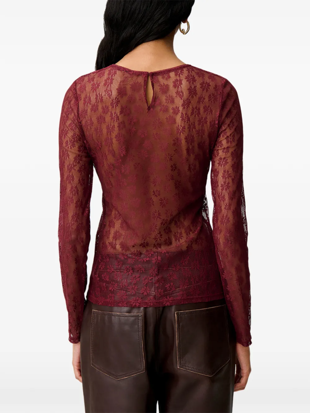 Claudie Pierlot Top met bloemenkant Rood