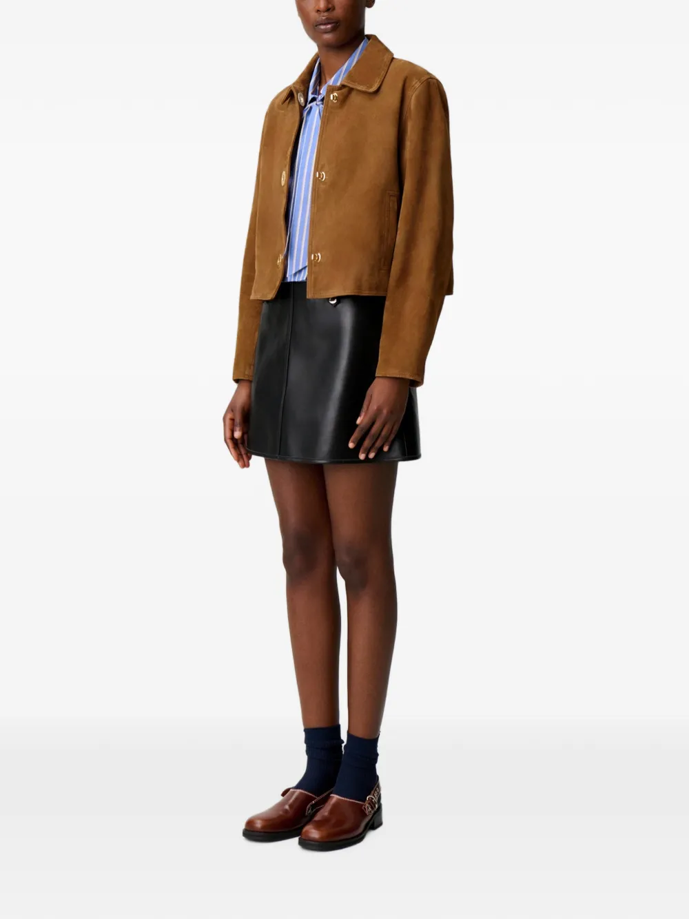 Claudie Pierlot Leren jack met draaislot Bruin