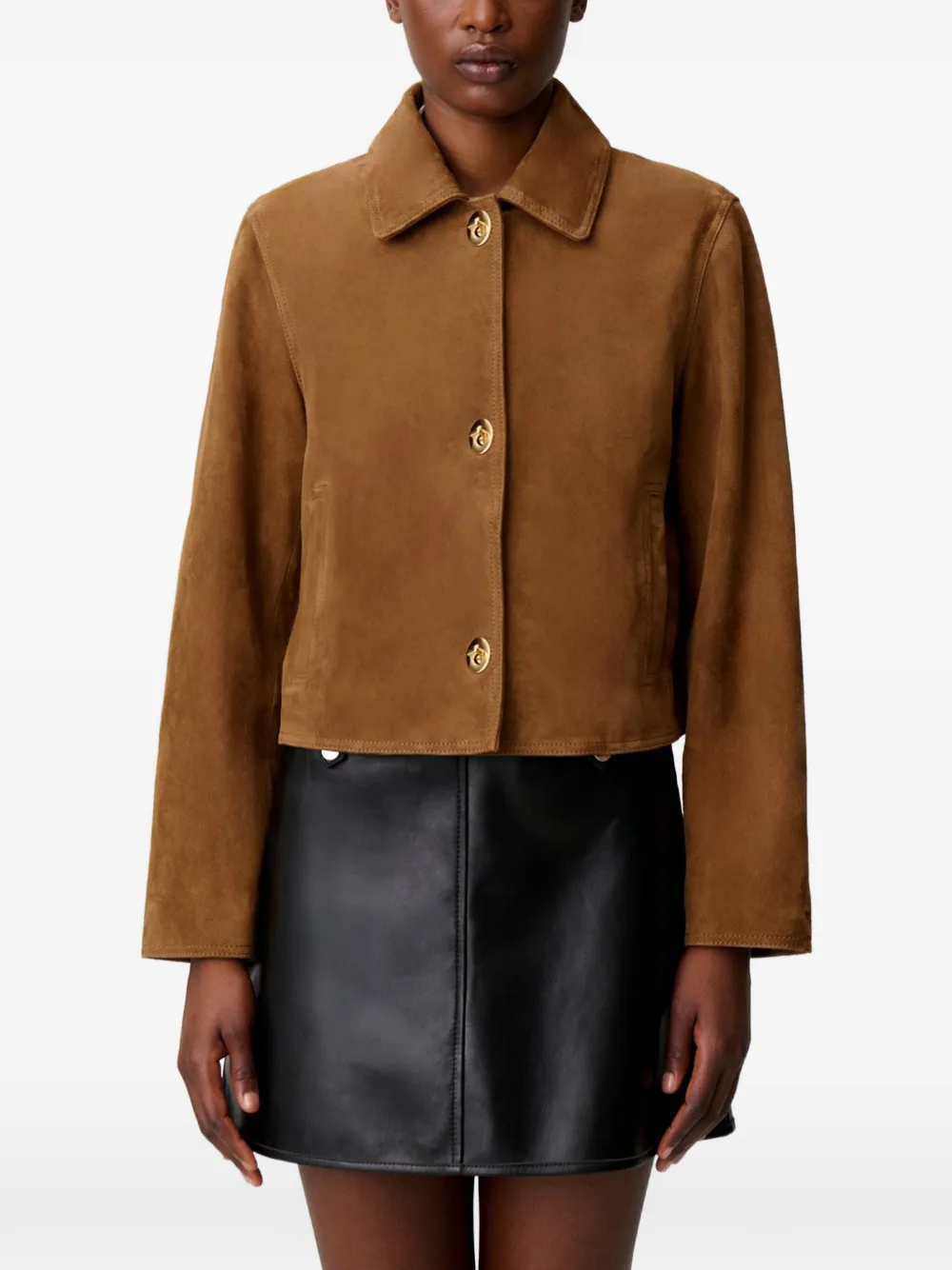 Claudie Pierlot Leren jack met draaislot Bruin