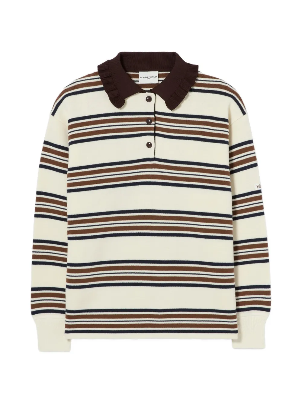 Claudie Pierlot Maglione stile polo a righe - Toni neutri