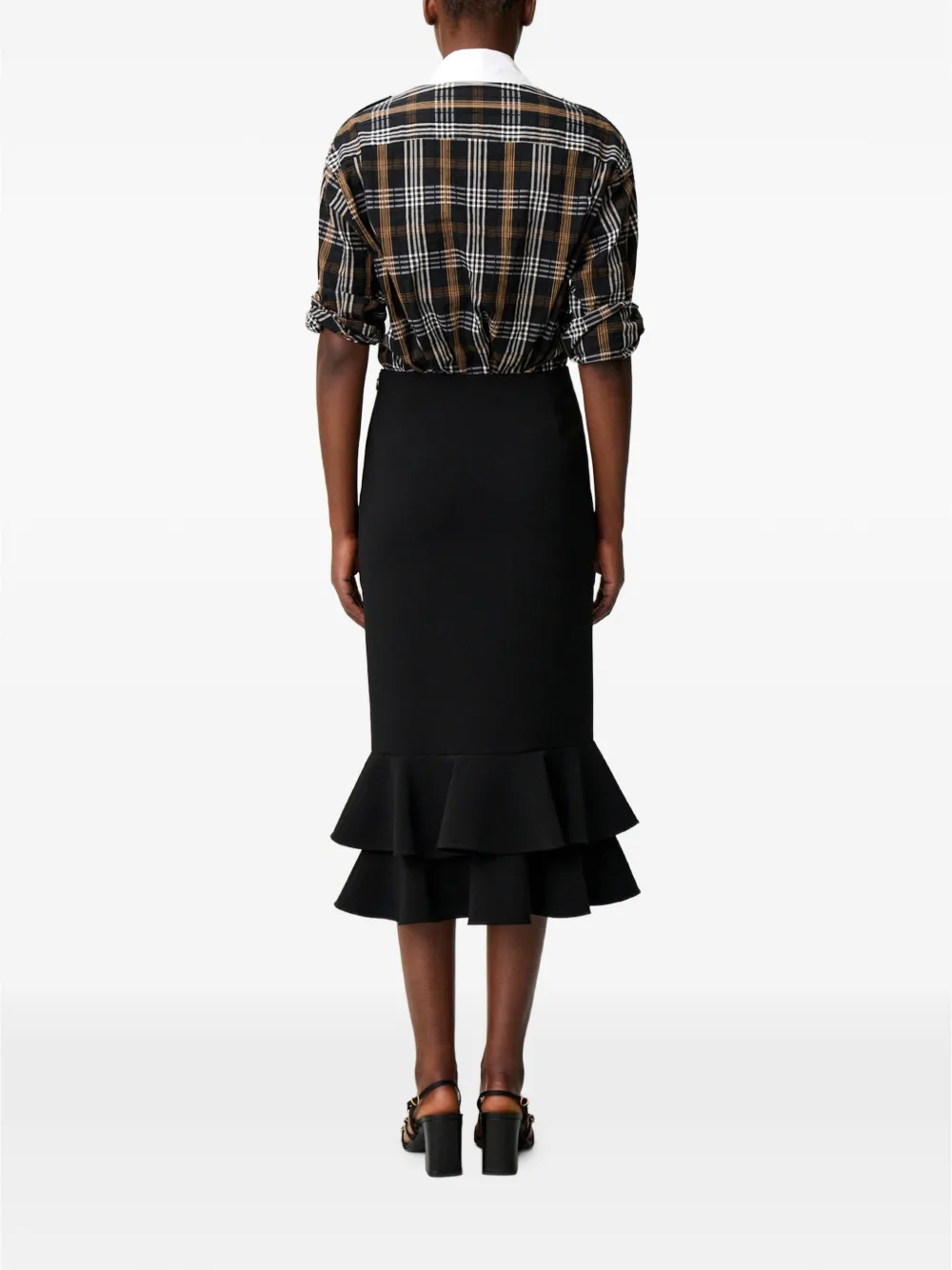 Claudie Pierlot Flared midi-rok met ruches Zwart