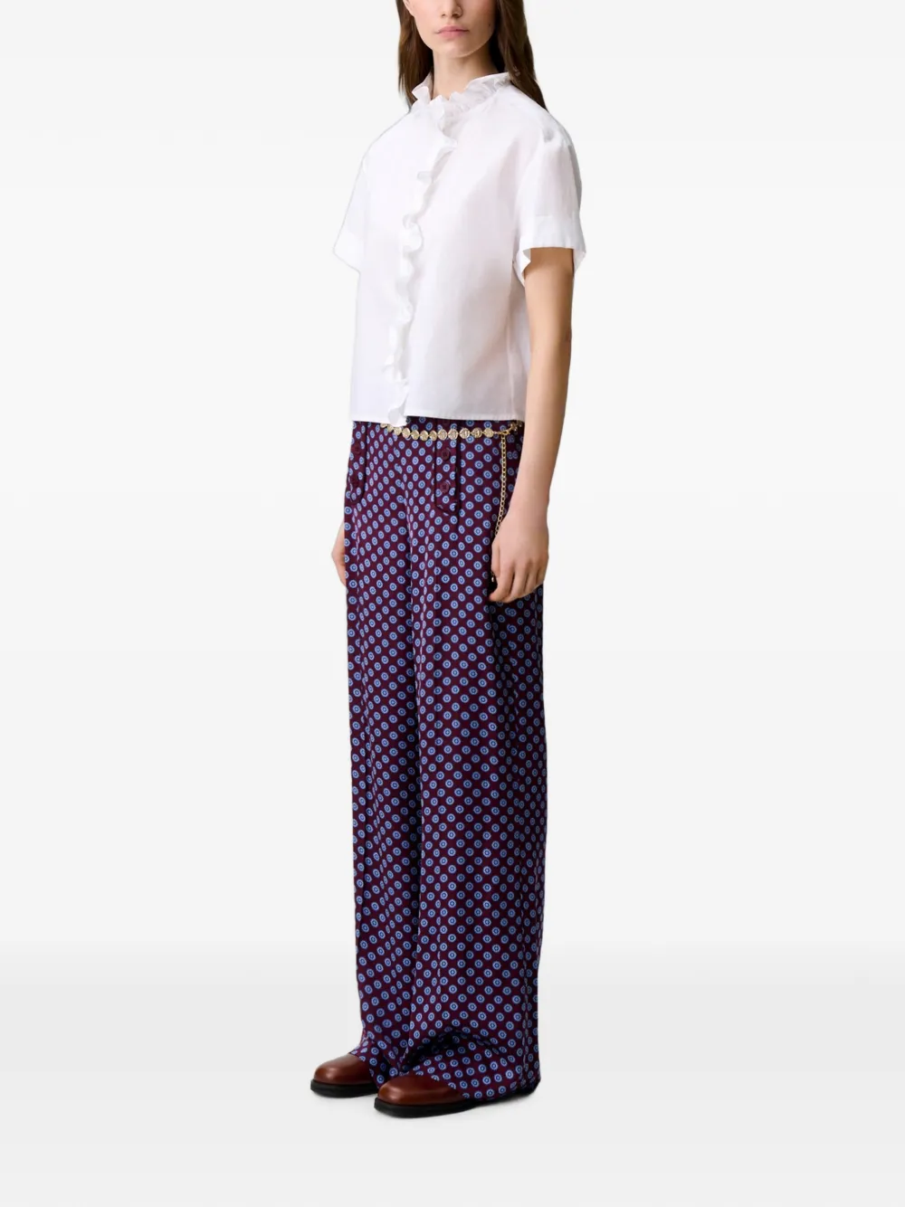 Claudie Pierlot Popeline blouse met Victoriaanse kraag Wit