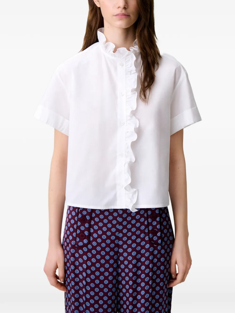 Claudie Pierlot Popeline blouse met Victoriaanse kraag Wit