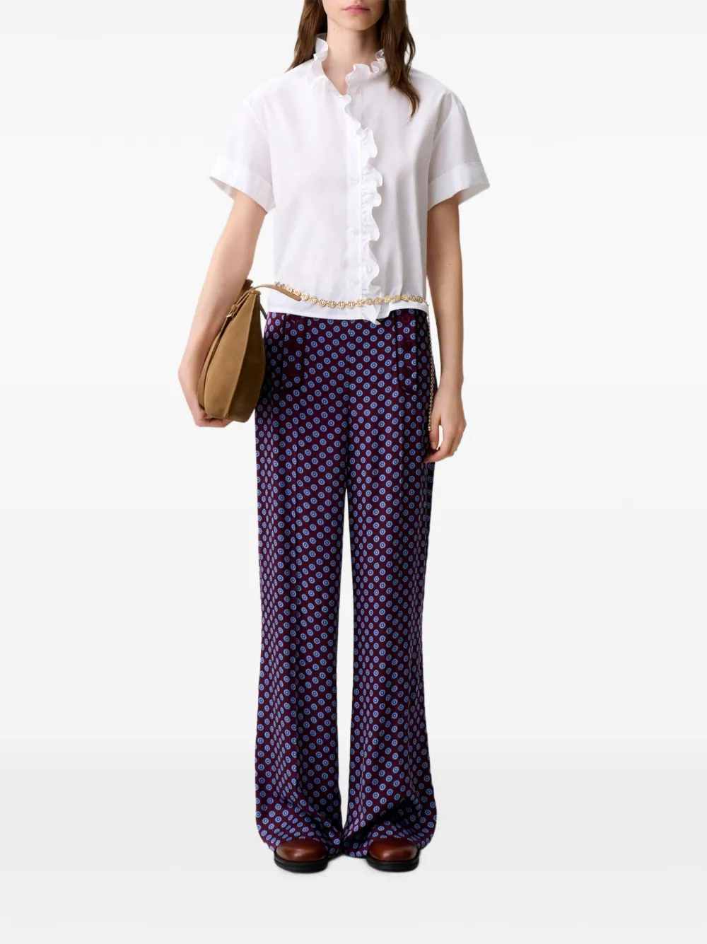 Claudie Pierlot Popeline blouse met Victoriaanse kraag Wit