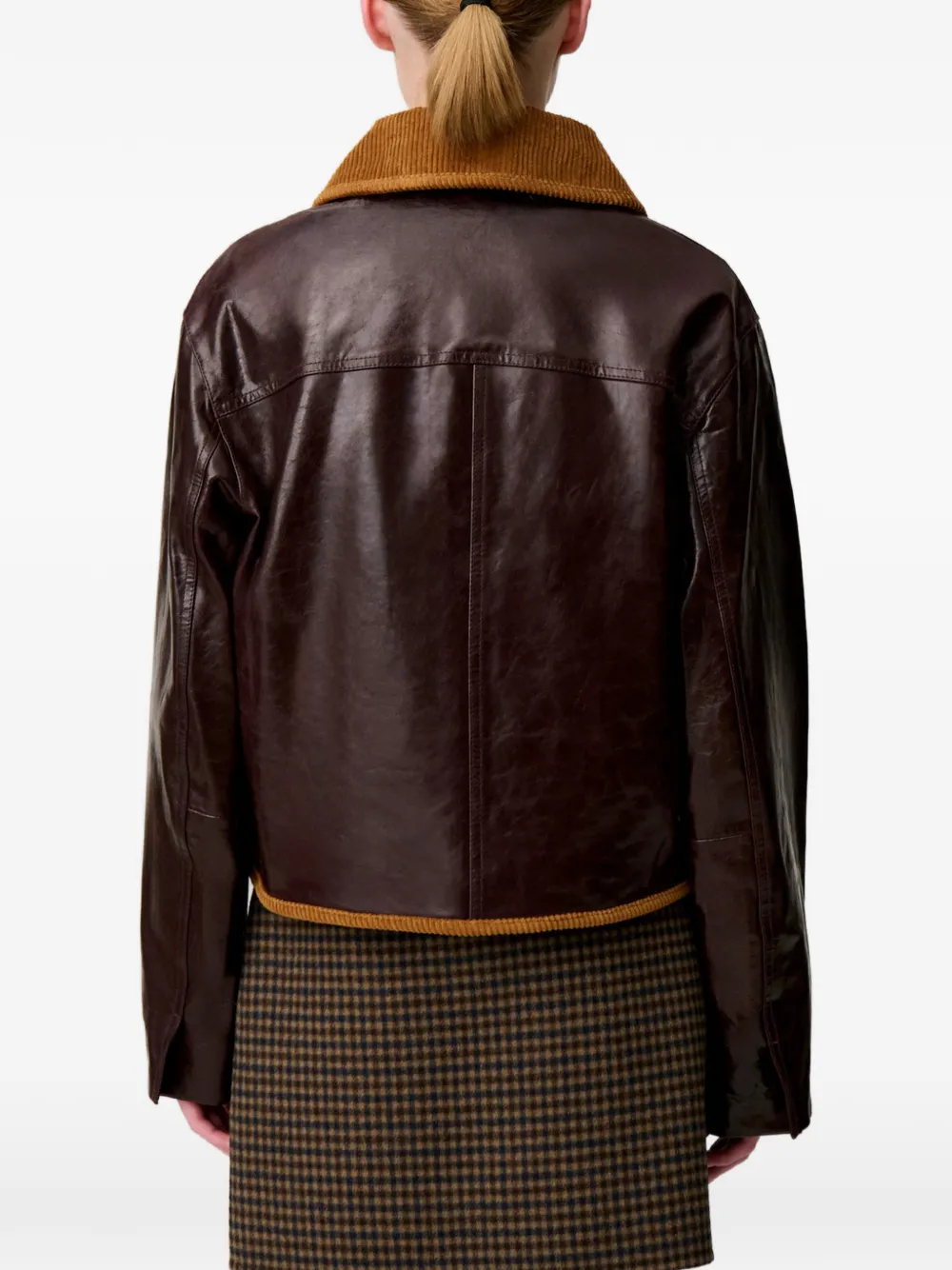 Claudie Pierlot Leren jack met glanzend effect Bruin
