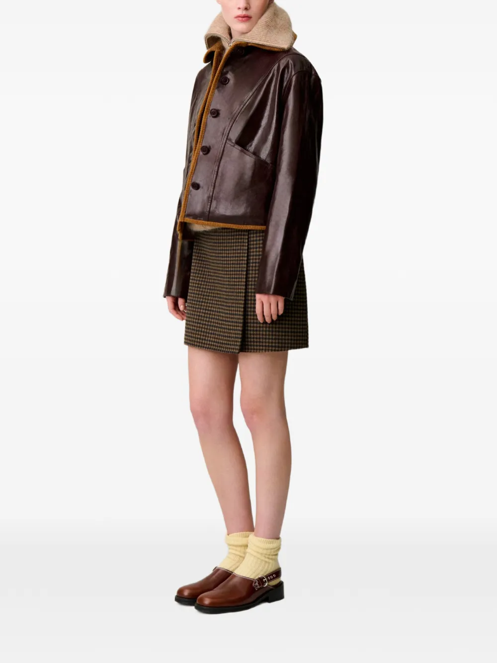 Claudie Pierlot Leren jack met glanzend effect Bruin