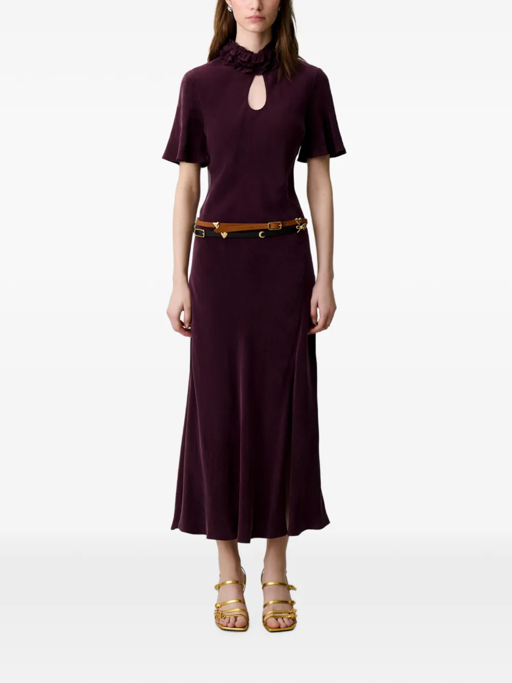 Claudie Pierlot Flowy midi-jurk Paars