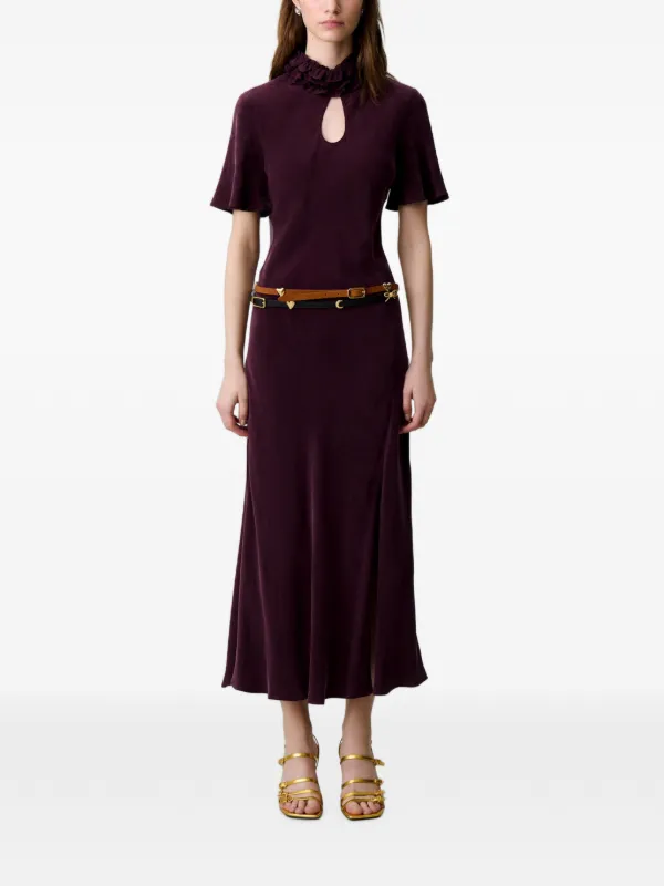 claudie pierlot purple dress Claudie Pierlot Satin Asymmetric Midi Dress In Purple - 50% Off