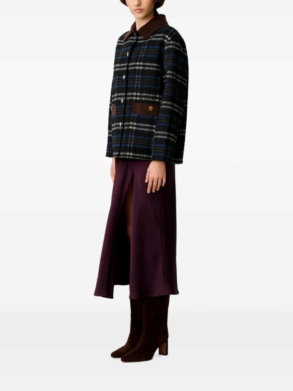 Claudie Pierlot Geruite jas van wolblend Zwart