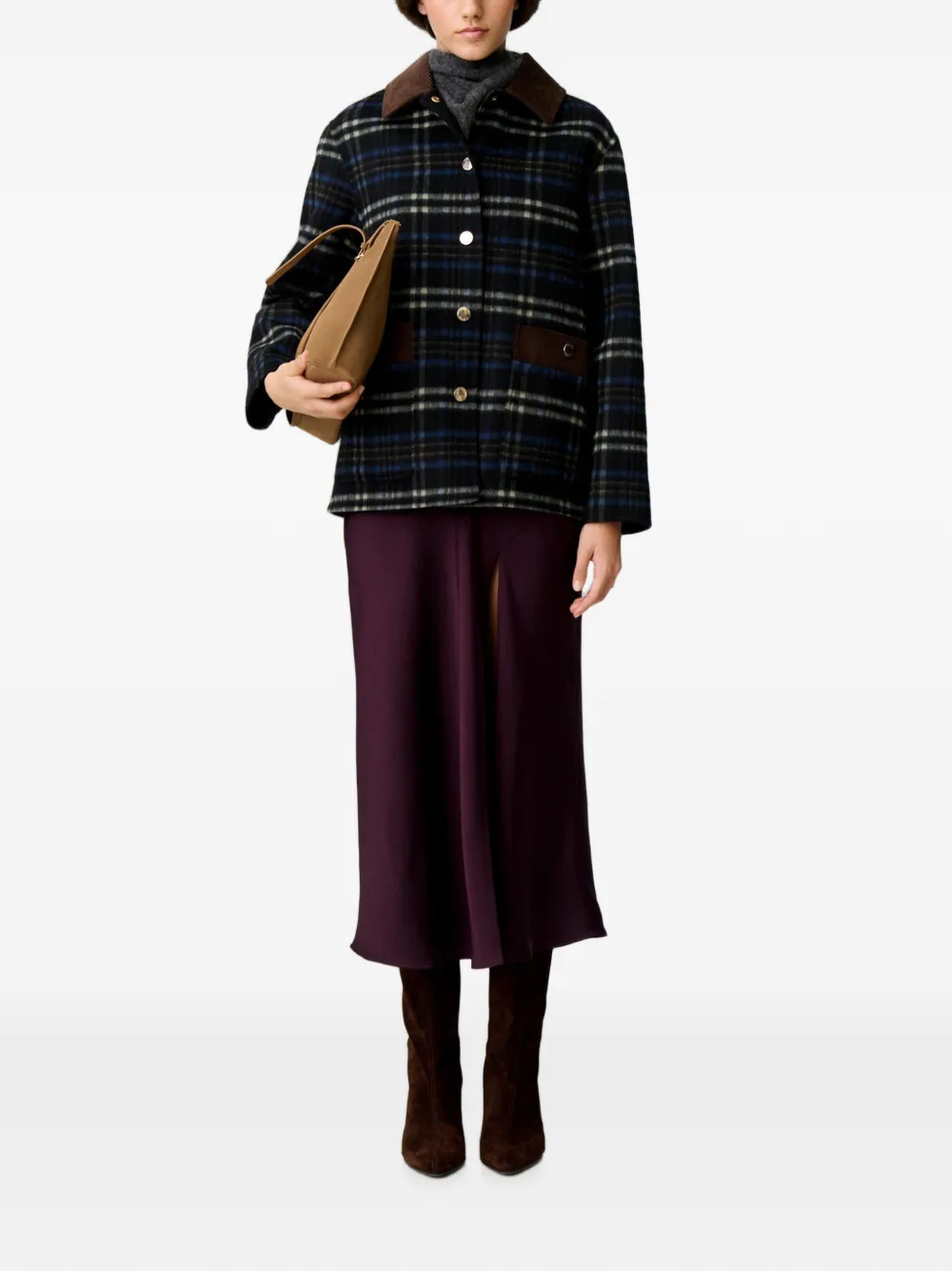 Claudie Pierlot Geruite jas van wolblend Zwart