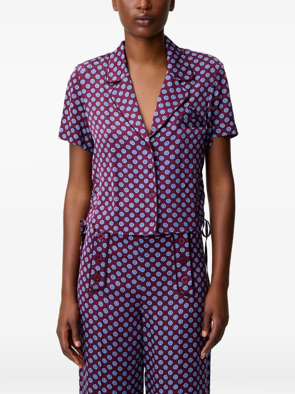 Claudie Pierlot Cropped blouse met geometrisch patroon Rood